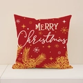 Federa natalizia rossa con scritta dorata Merry Christmas e stampa di pigne - 45x45cm(Solo Fodera) / Stile Merry Christmas (XP018-4)