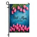Bandiera da giardino con testo Best Mom EVER e tulipani rosa su supporto in metallo - Tulipano Realistico Blu Scuro (HYQ23-24)
