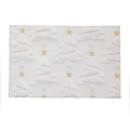 Set da tavola natalizio bianco in velluto PV con albero testurizzato e stella d'oro - Bianco Albero di Natale Ricamato