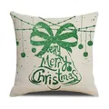 Vierkante kussensloop met groene kerstbelprint en de tekst Very Merry Christmas - Groene Glitters Bellen (YMA6-6) / 45x45cm(Alleen Hoes)