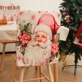 Housses de chaise de Noël en lin avec imprimé Père Noël et décorations festives - Motif Bonhomme de Neige avec Chapeau Rouge (YT01-1)