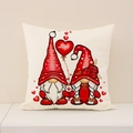 Valentine gnome heart pillowcase in natural beige fabric for sofa decor - Pillowcase Only / Gnome Couple Style (VP008-1)