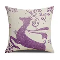 Vierkante kerstkussenhoes met paarse glitter rendieren en sneeuwvlok patronen - Paarse Glitters Rendier (YMA6-13) / 45x45cm(Alleen Hoes)