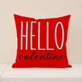 Red Valentine pillowcase with Hello Valentine gnome print for home sofa decor - Pillowcase Only / HELLO VALENTINE Style (VP008-3)