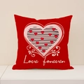 Roter Kissenbezug mit schwarzem Streifenherz und Love forever Text für Valentinstag - Love Forever Herz Stil(VP003-1) / 45x45cm(Nur Bezug) / Rot
