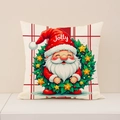 Cuscino natalizio con Babbo Natale e motivo a quadri rosso e bianco festivo - Quadri Rossi Bianchi Babbo Natale Ghirlanda (XP033-1)