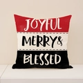Federa per cuscino Babbo Natale con strisce Joyful Merry Blessed per arredo natalizio - Strisce Colorate Testo Benedizione (XP033-2)