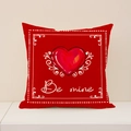 Roter Kissenbezug mit Herz-Motiv, Be Mine Schriftzug und Vintage-Mustern zum Valentinstag - Be Mine Roter Herz Stil(VP003-4) / 45x45cm(Nur Bezug) / Rot