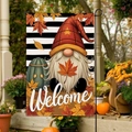 Autumn gnome garden flag with orange pumpkin and welcome text for outdoor yard decor - Fgf005 / 30x45cm (without Pole)