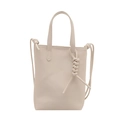 Mini borsa a mano beige minimalista da donna con manico a nodo e tracolla sottile - Bianco