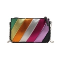 Rainbow striped metallic chain bag with silver rivets and colorful leather panels - Black