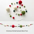 Christmas wool felt ball garland 160cm red white green festive tree hanging decoration - 160cm*5cm / Knitted Yarn Ball String (Large Red White Green Balls)