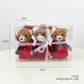Set di 3 orsetti natalizi in paglia con abiti scozzesi rossi in confezione regalo - Stile Orsetto A
