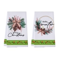 Lot de deux torchons de cuisine gaufrés de Noël avec motifs festifs et bordures - Nœud de Baies de Houx (XHT014)