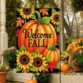 Double-sided Welcome Fall garden flag with pumpkin and sunflower print for outdoors - Black Sunflower Pumpkin Welcome Fall Style (FGF012)
