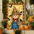 Double-sided garden flag with scarecrow and No Crows Allowed text for autumn - Fgf017 / 30x45cm (without Pole)