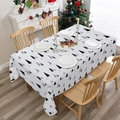 Christmas tablecloth with gold-topped pine trees and handwritten festive script - 140x180cm (Tablecloth Only) / Gold Lettering Christmas Tree (XTC026)