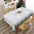 Christmas tablecloth with green pine tree forest pattern on white peach skin fabric - 140x180cm (Tablecloth Only) / Forest Pine Trees (XTC025)