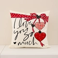 Valentine heart pillow case with I love you so much print and red ribbon design - I Love You So Much Lettering Style (VP007-1)