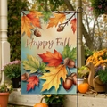 Happy Fall garden flag with double-sided pumpkin and maple leaf print for yard decor - Fgf020 / 30x45cm (without Pole)