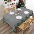 Chemin de table de Noël avec motifs flocons gris et imprimés de sapins verts - Flocon Pin Fond Gris (XTC024)