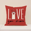 Roter Kissenbezug mit weißem LOVE-Druck und Pfoten-Design für Valentinstag-Dekoration - Roter LOVE Pfotenabdruck Stil (VP012-1) / 45x45cm(Nur Bezug)
