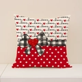 Valentine love letter pillowcase with red polka dots and black white plaid bow decoration - Love Script with Polka Dot Style (VP007-3)