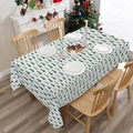 Nappe de Noël avec motifs de sapins verts et flocons dorés sur tissu blanc élégant - Imprimé Sapin de Forêt (XTC018)