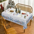 Nappe forêt d'hiver avec rennes bleus et motif Hello Winter pour décor de fête - Renne Bleu Hiver (XTC034)