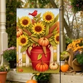 Double-sided pumpkin and sunflower garden flag for Thanksgiving outdoor decoration - Fgf023 / 30x45cm (without Pole)