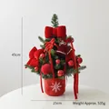 Mini red DIY Christmas tree set with velvet bows and ornaments, 45cm height, 535g weight - Mini Tree Decoration Set (DIY Material Pack)