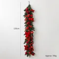 Christmas pine garland with red bows and ornaments hanging on wall, 135cm length - Bow Set Garland (DIY Material Pack)