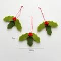 Set di 3 decorazioni natalizie in feltro di lana, foglie di agrifoglio con bacche rosse - Stile Foglia Verde A (3 Pezzi)
