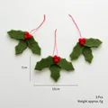 Set da 3 decorazioni natalizie in feltro di lana a forma di foglie di agrifoglio e bacche - Stile Foglia Verde B (3 Pezzi)
