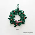 Christmas wool felt wreath with robin bird and red berries, 20cm diameter decor - Robin Wreath / Diameter 20cm
