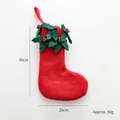 Christmas stocking decor with red felt fabric and holly leaf accents 30x20cm - Large Red Stocking / 30x20cm
