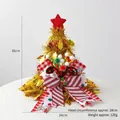 Cappello a forma di albero di Natale dorato con grande fiocco festivo e pompon colorati - Cappello Albero di Natale Oro con Fiocco