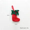 Mini Christmas stocking felt ornament in red and green, measuring 16cm x 12cm - Small Red Stocking / 16x12cm