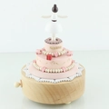 Pink wooden spinning ballet music box with multi-layer cake design for birthday gift - Rotating Dancing Cake (YP1531)