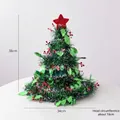 Green sequined Christmas tree party hat with red star and size dimensions 38x34cm - Green Plain Style