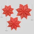 Lot de 3 décorations d'étoiles en papier rouge pour sapins, tailles 35cm 45cm 55cm - Style Flocon de Neige / Rouge