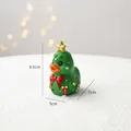 Christmas tree themed duck figurine with star and red bow, 8.5cm resin decoration - Christmas Tree Style