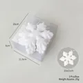 Set di 3 decorazioni a fiocco di neve bianco glitterato in scatola di plastica chiara - Stile Fiocco Esagonale