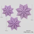 Lot de 3 lanternes étoiles en papier ajouré violet clair pour décoration de Noël à suspendre - Style Flocon de Neige / Violet