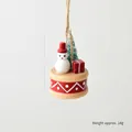 Miniatur-Weihnachtsschneemann auf Holzsockel mit Baum und Geschenk, Größe 5x3cm - Weißer Schneemann