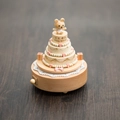 Three-layer wooden cake music box with a cute bear and pink hearts on wood background - Birthday Cake (1513)
