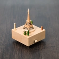 Handcrafted wooden music box with light wood Eiffel Tower and Paris theme design - Eiffel Tower (1505)