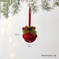 Christmas red flocked bell ornament with pine needles and berries measuring 10x8cm - Pine Cone Bell Pendant