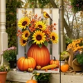 Double-sided Thanksgiving garden flag with pumpkins and sunflowers on a metal pole - Fgf024 / 30x45cm (without Pole)