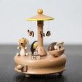 Rotating wooden music box with elephant and pony decor, featuring ABC blocks and a puppy - Doll Cradle (1517)